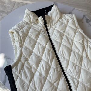 Calvin Klein Cream Quilted Vest with Black Accents